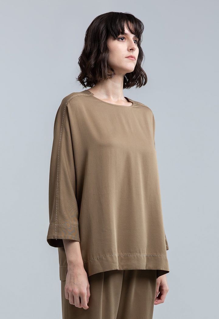 Contrast Running Stitch Blouse