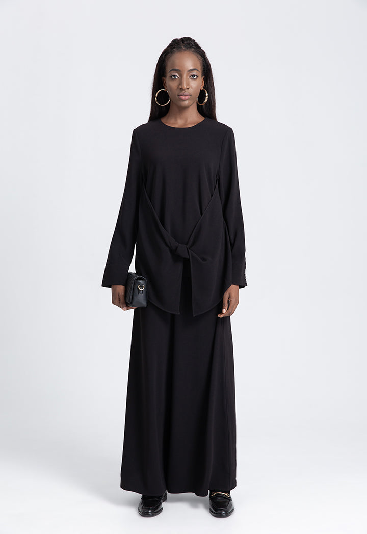 Front Knotted Overlay Blouse