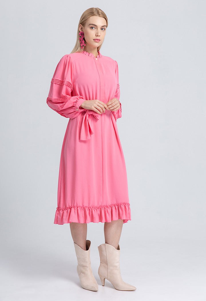 Single Color Pin Tucked Dress
