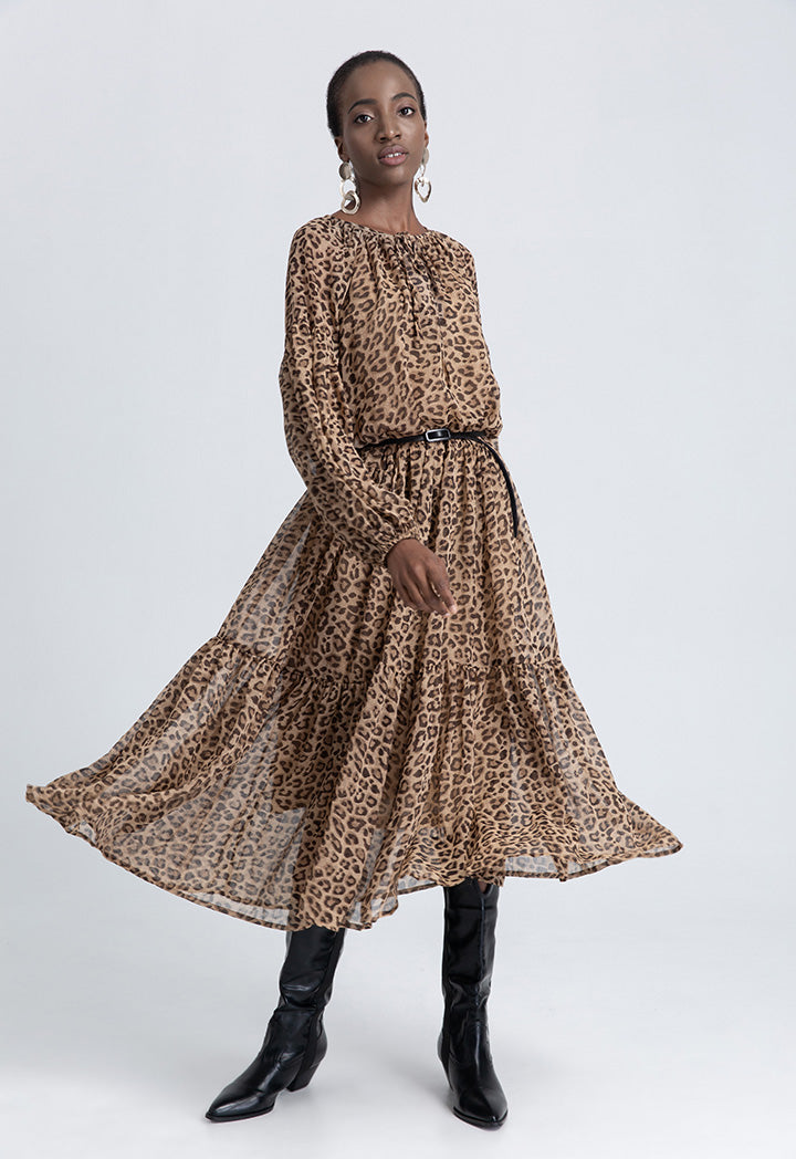 Leopard Print Tiered Dress