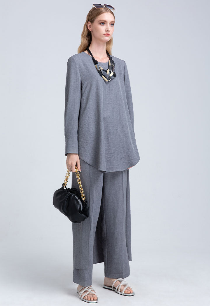 High Low Draped Lapel Blouse