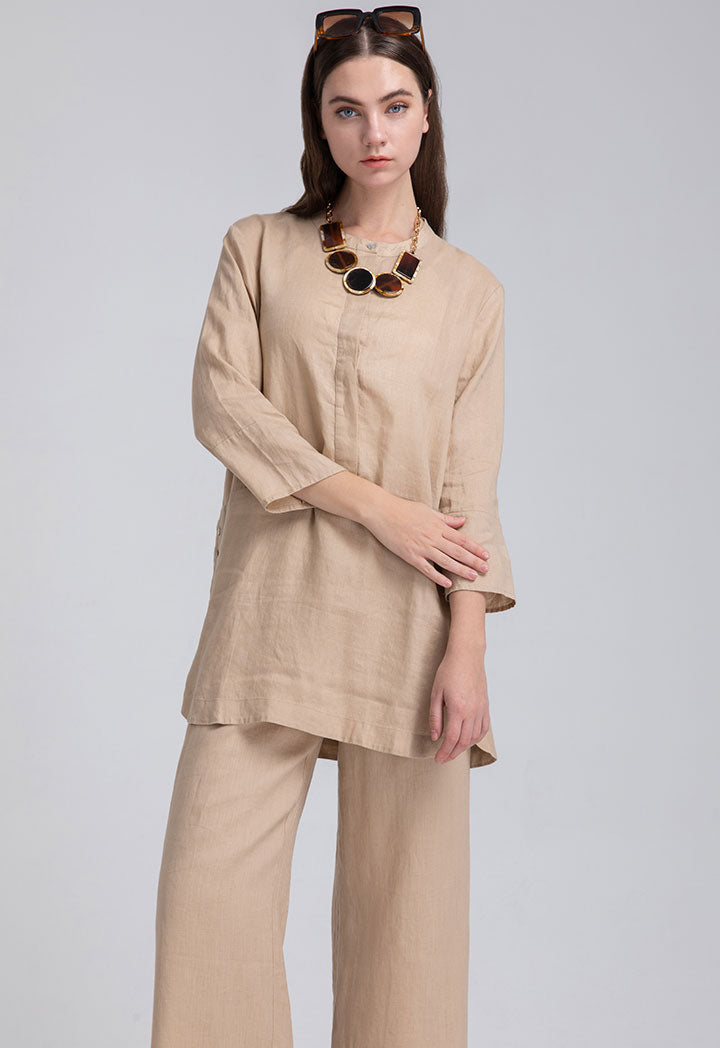 Linen Round Neck Blouse