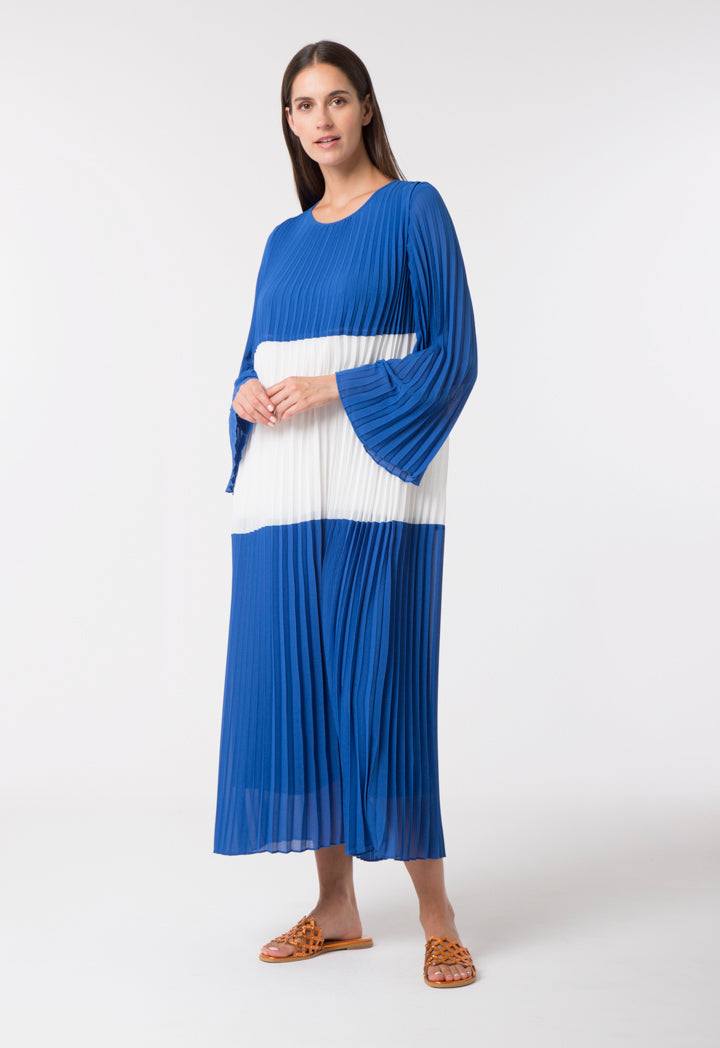 Pleated Color Block Dress