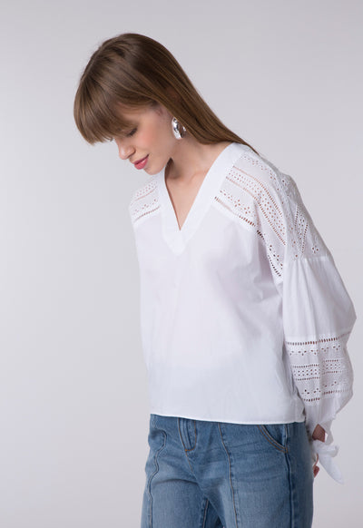 Trim V-Neck Blouse