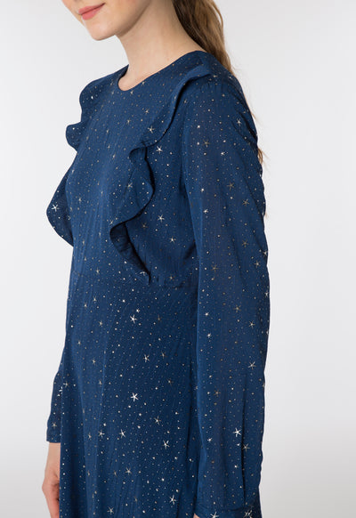 Studded Crepe Frill Dress
