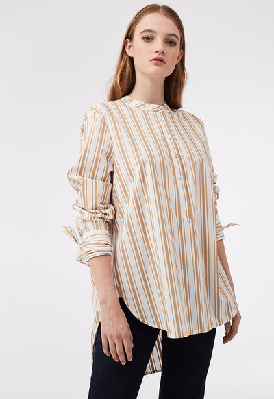 Striped Round Hem Shirt