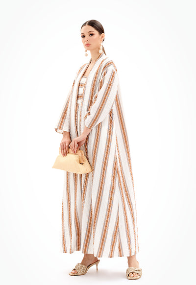 Open Front Textured Maxi Kimono - Ramadan Style