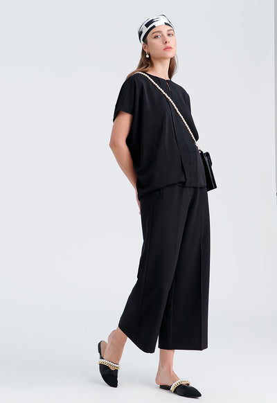 Solid Pleated Culottes