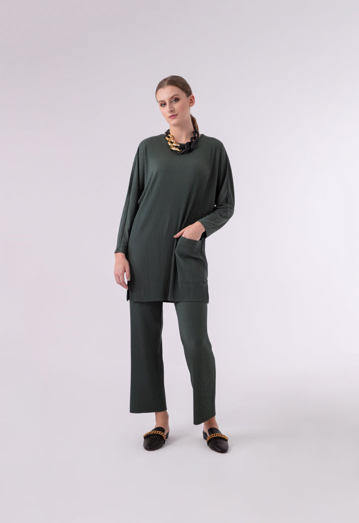 Pleated Stretch Jersey Palazzo Wide Leg Pants