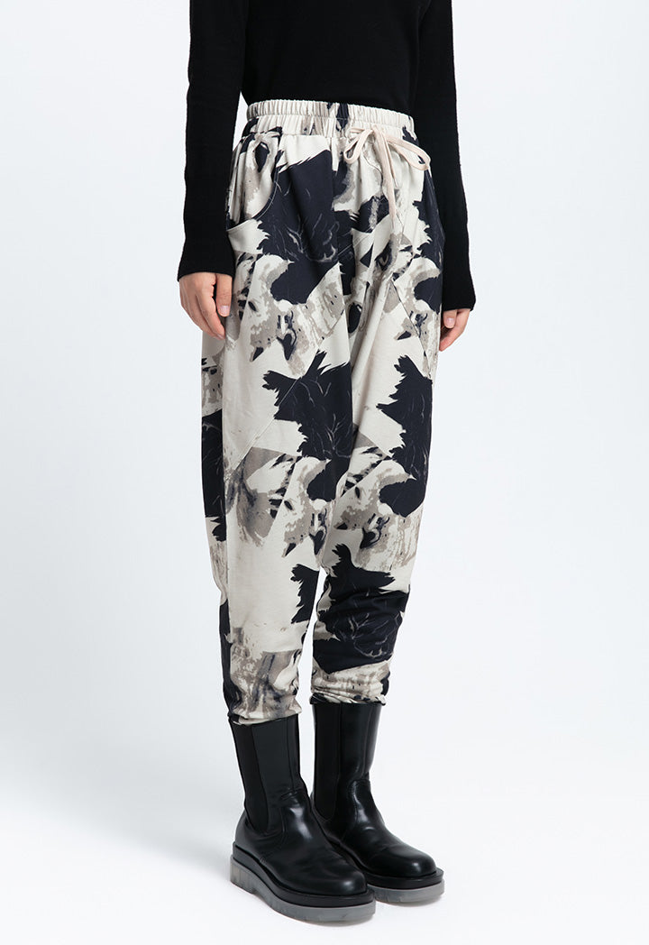 Printed Yoked Harem Pants