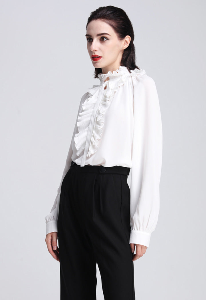 Double Ruffled Long Sleeve Blouse