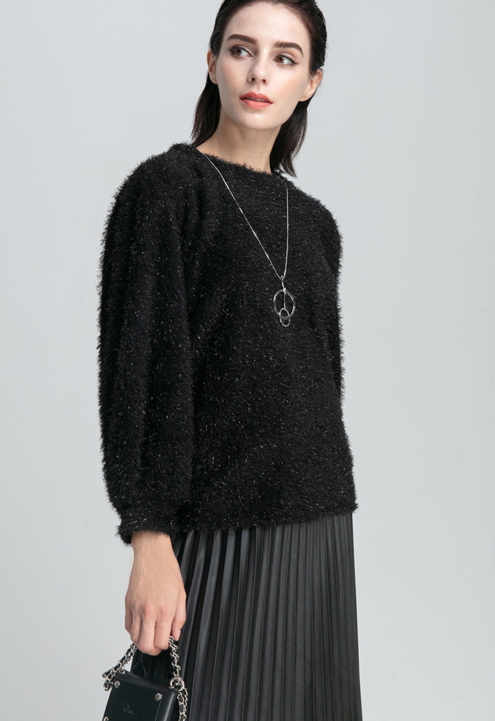 Lurex Fringed Solid Blouse