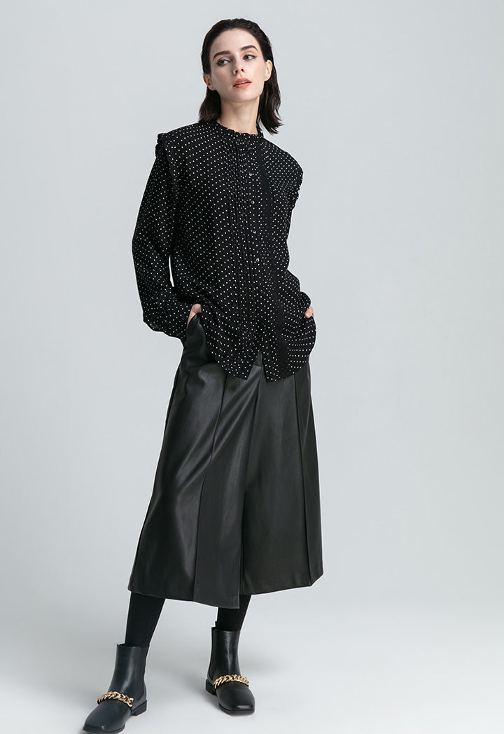 Faux Leather Wide Leg Culottes