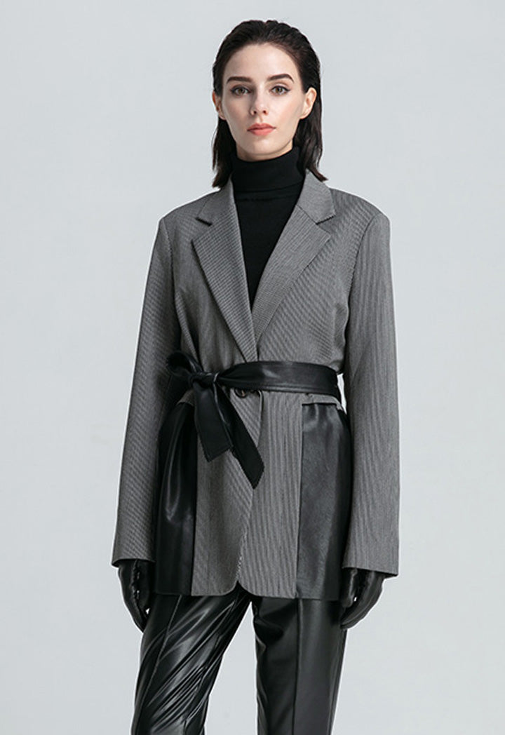 PU Blocks Striped Outerwear