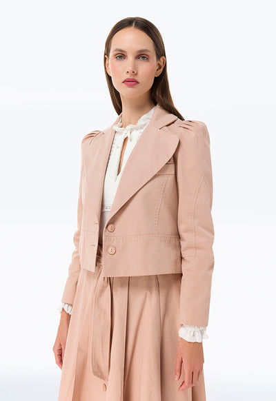 Puff Sleeve Solid Short Jacket