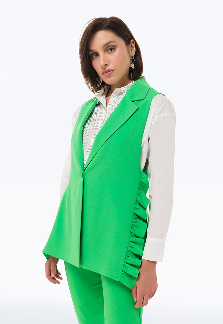 Sleeveless Blazer With Fringed Detail