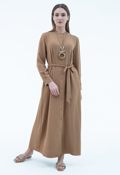 Maxi Shirt Dress With Self-Fabric Belt