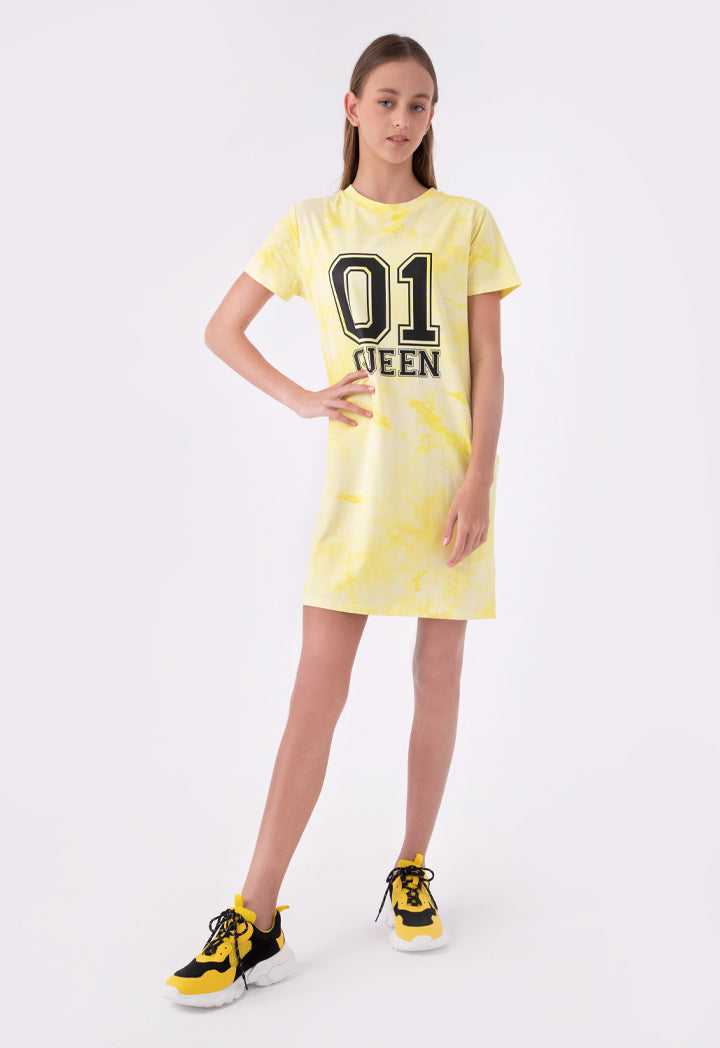 Front Print Faded Jersey Dress