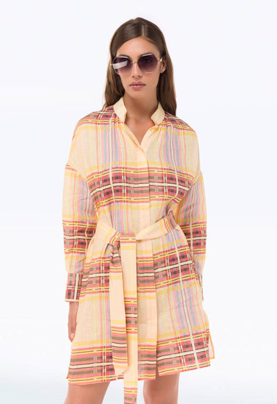 Checkered Midi Shirt Dress
