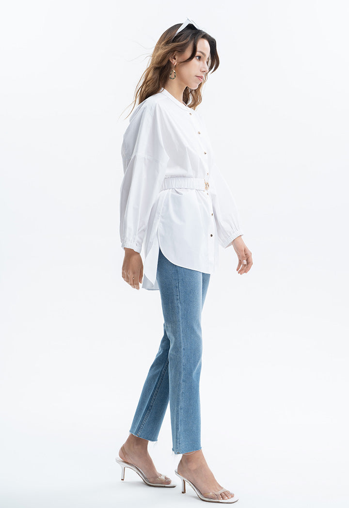 Frayed Hem Solid Jeans