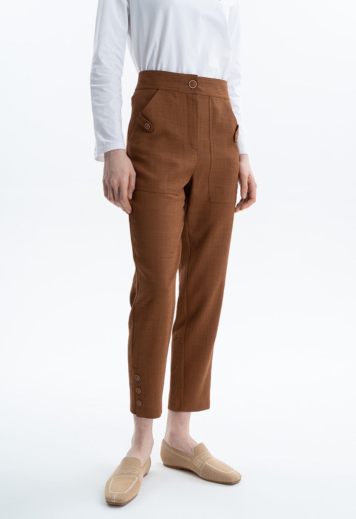 Solid Trouser With Buttoned Details