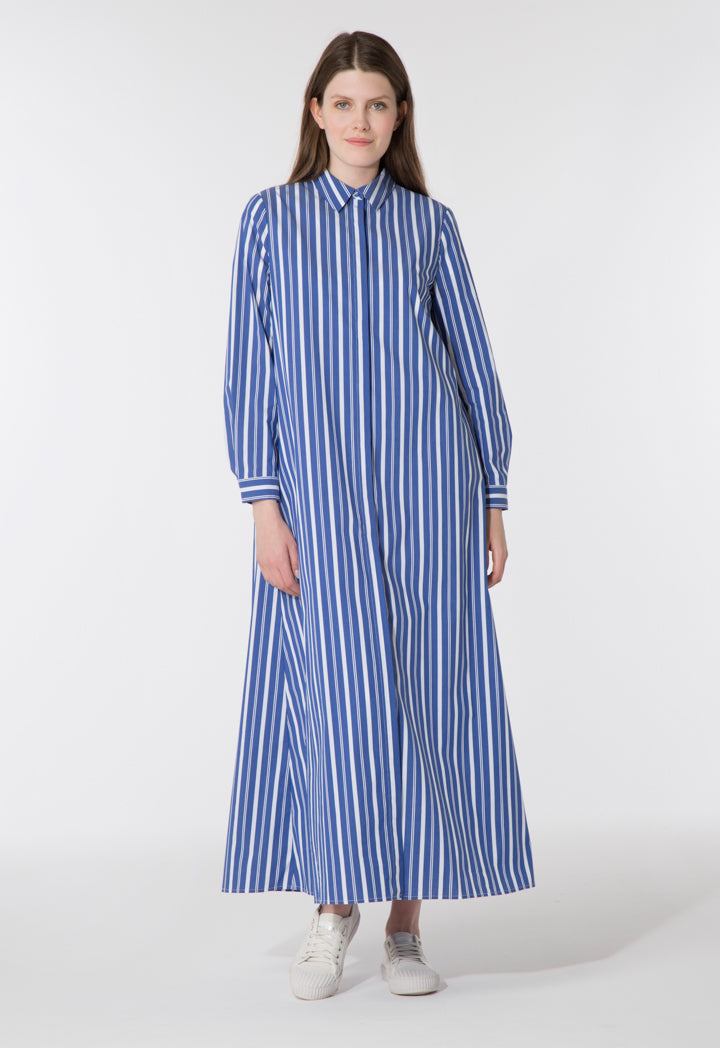 Indigo Striped Shirt Dress