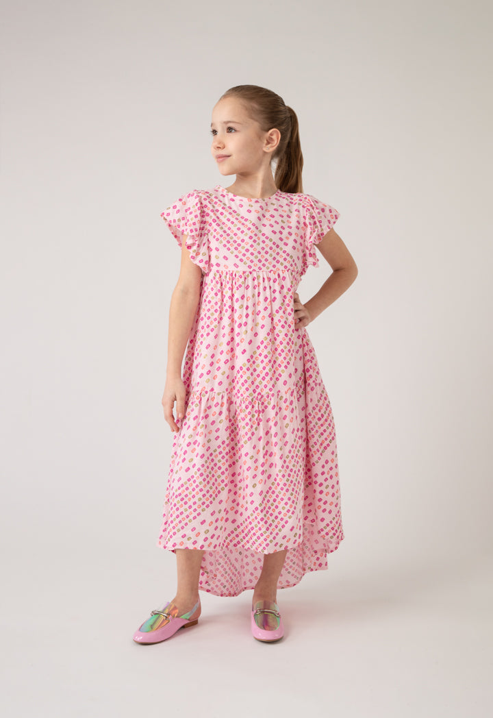 Print All Over Ruffle Sleeve Dress