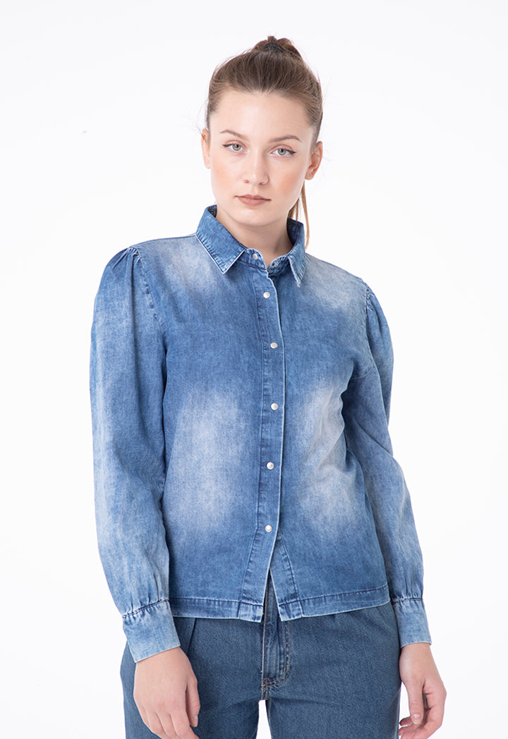 Regular Fit Faded Denim Shirt