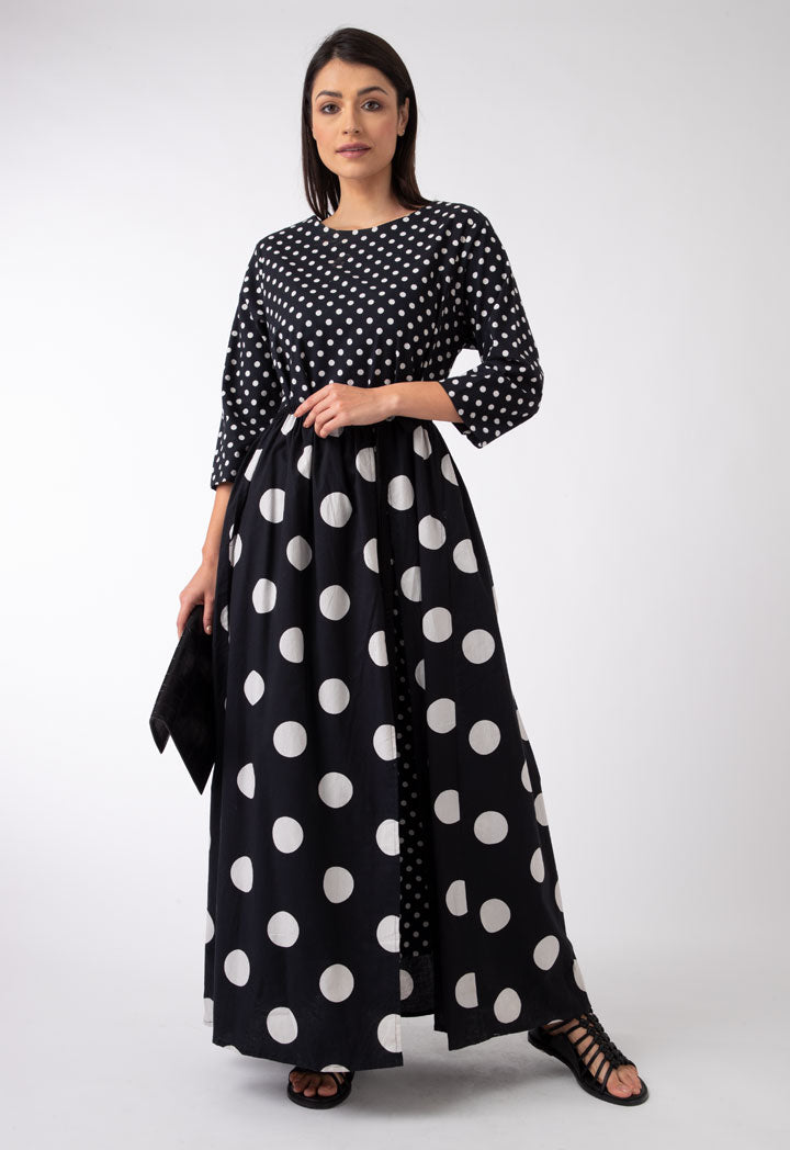 Laced Overlay Polka Skirt Dress