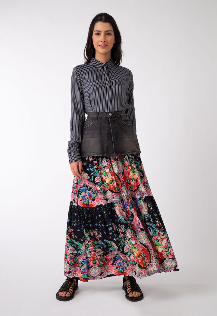 Stripe With Floral Print Dress