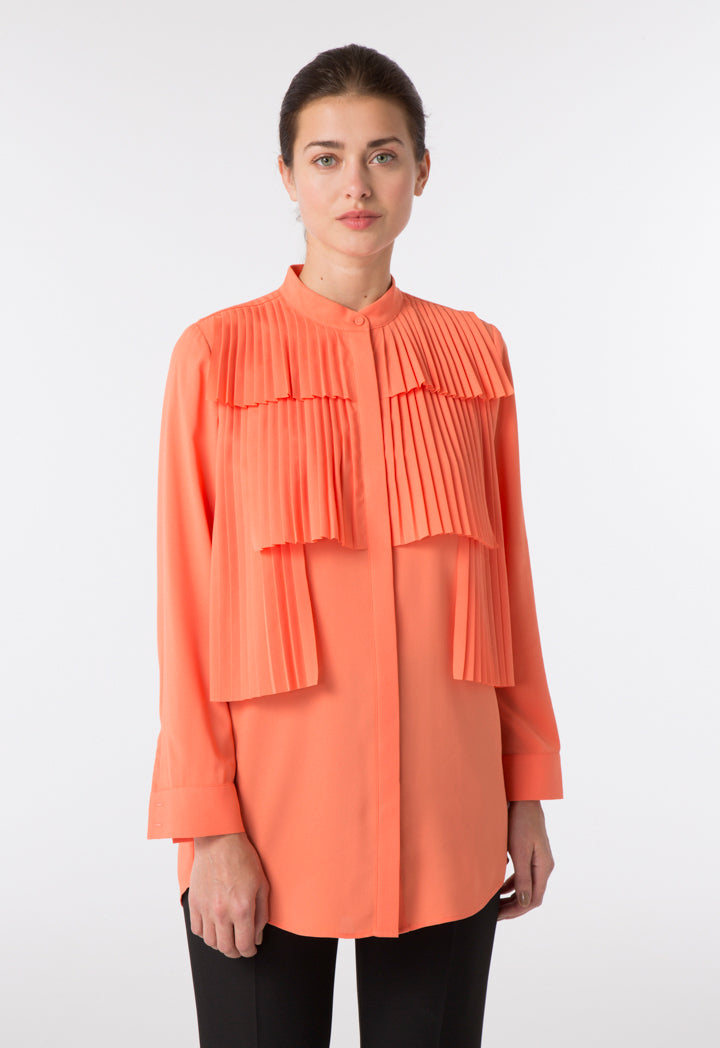 Shirt With Layered Pleats Panel