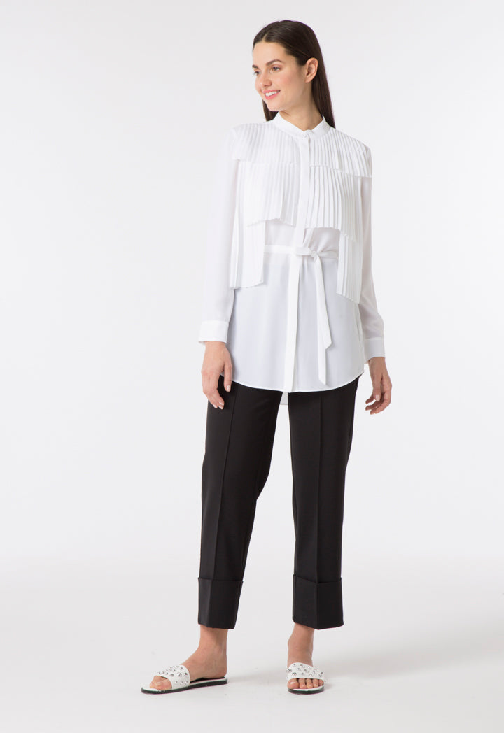 Shirt With Layered Pleats Panel