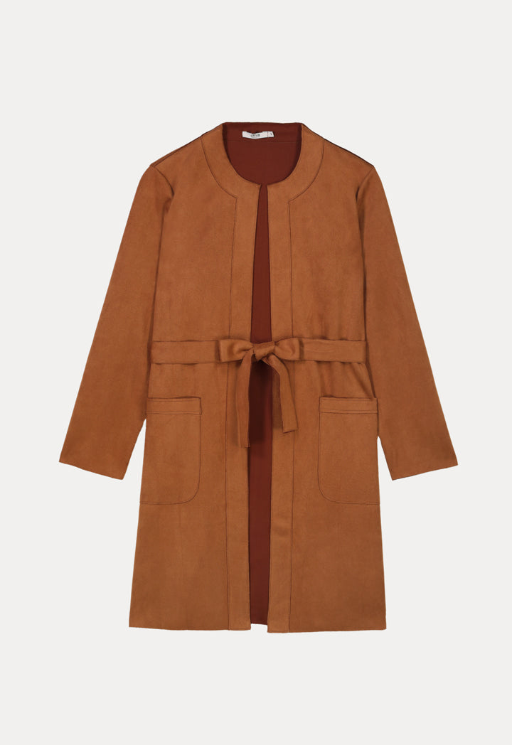 Solid Suede Midi Cardigan