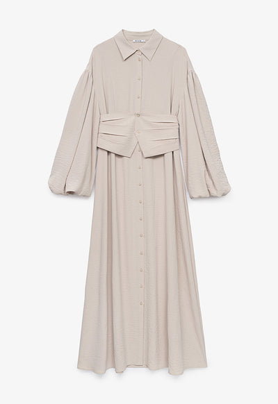 Maxi Shirt Dress With Wide Belt