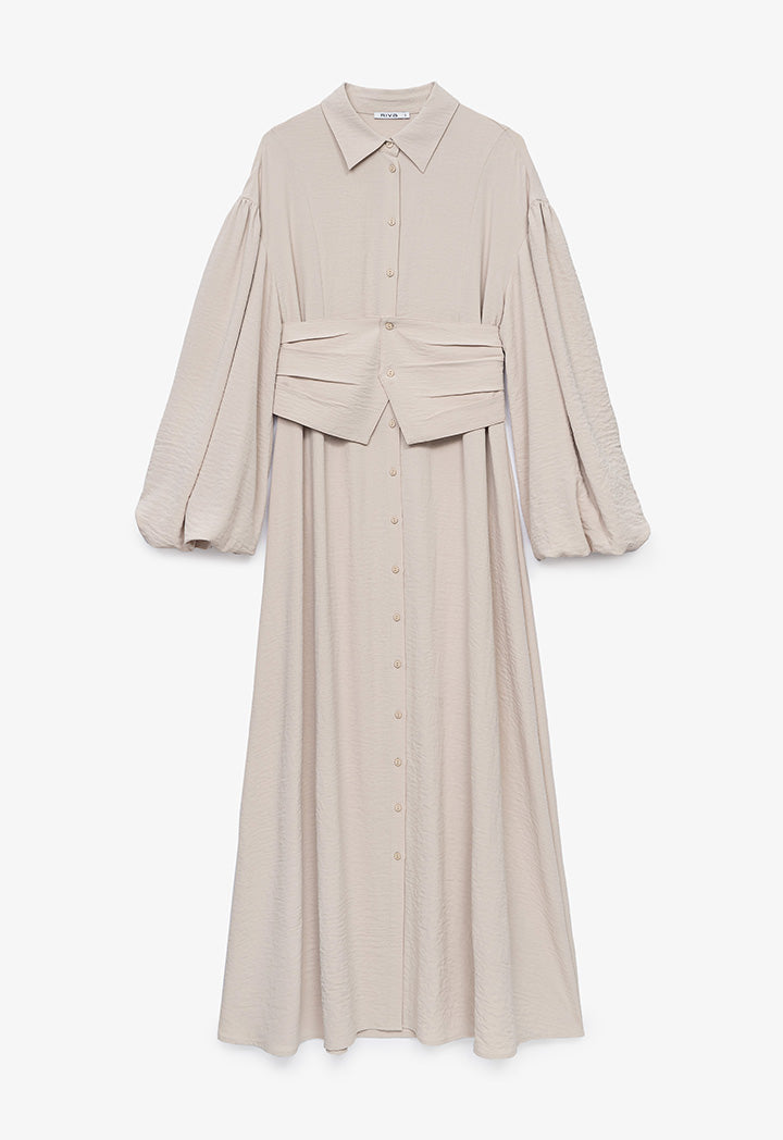 Maxi Shirt Dress With Wide Belt