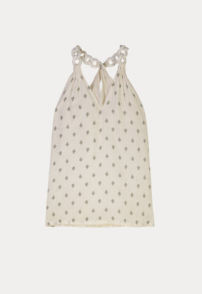 Sleeveless Chunky Acrylic Strap Blouse