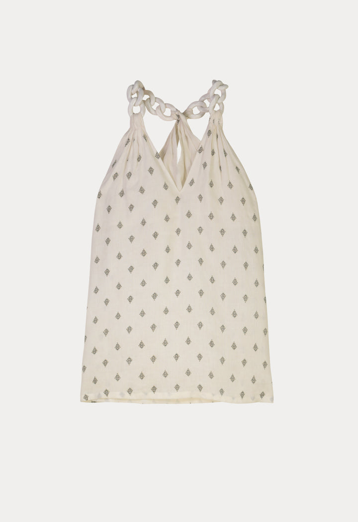 Sleeveless Chunky Acrylic Strap Blouse