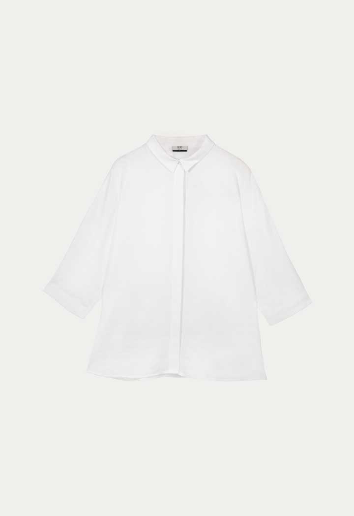 Collared Concealed Buttons Oversized Shirt