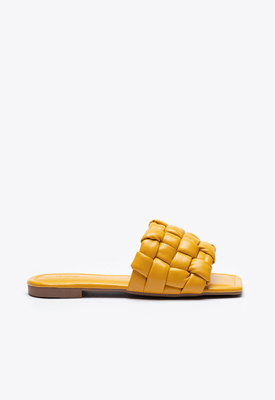 Quilt Braided Flat Slide Sandals