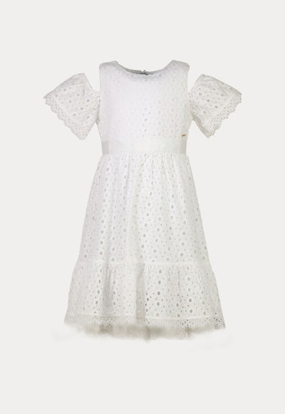 Amime Eyelet Embroidered Cold Shoulder Dress