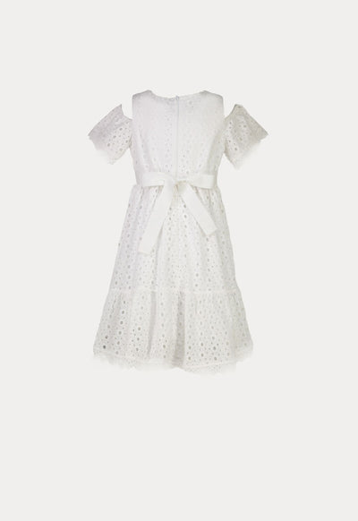 Amime Eyelet Embroidered Cold Shoulder Dress