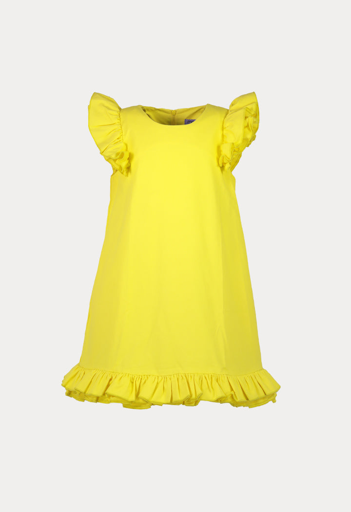 Layered Ruffle Hem And Sleeve Dress