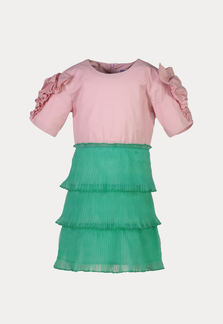 Tiered Pleated Organza Dress