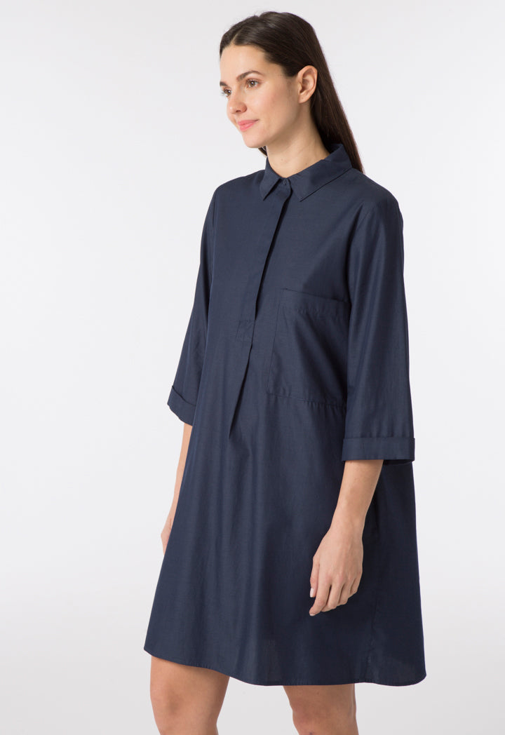 Solid Midi Shirt Dress