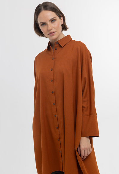 Asymmetrical Solid Button Up Shirt