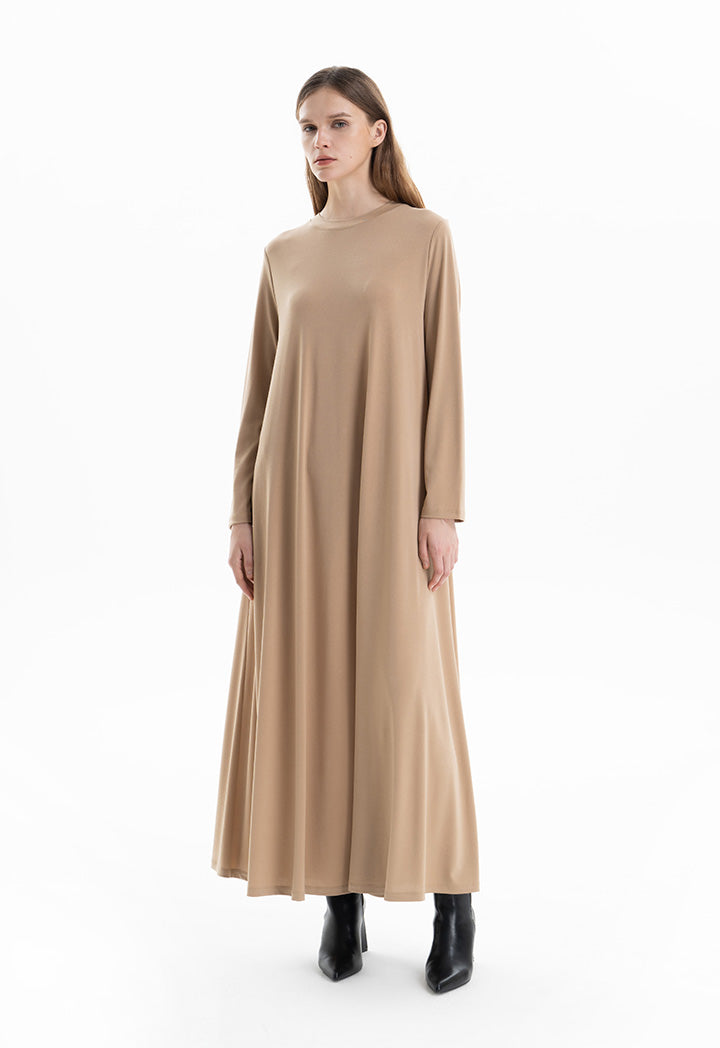 Solid Crew Neck Maxi Dress