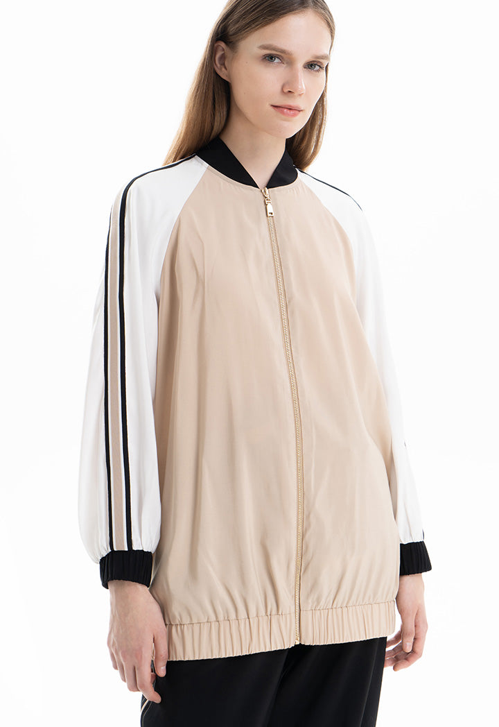 Contreast Jersey Zipped Jacket