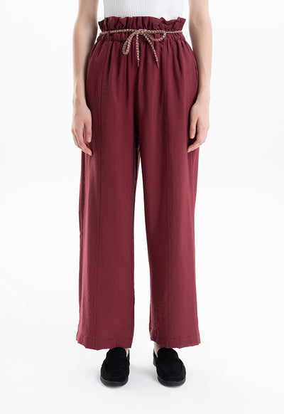 High Rise Ribbed Waist with Belt Trouser