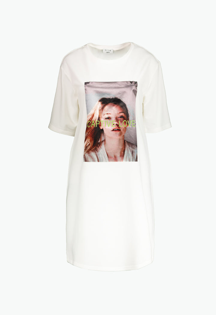 Text Embroidered Dress