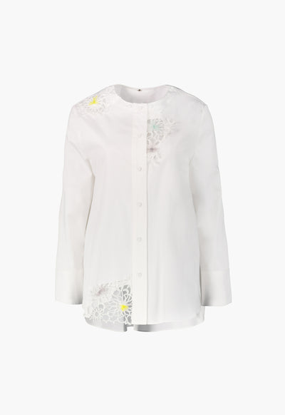 Schiffli Lace Trim Blouse